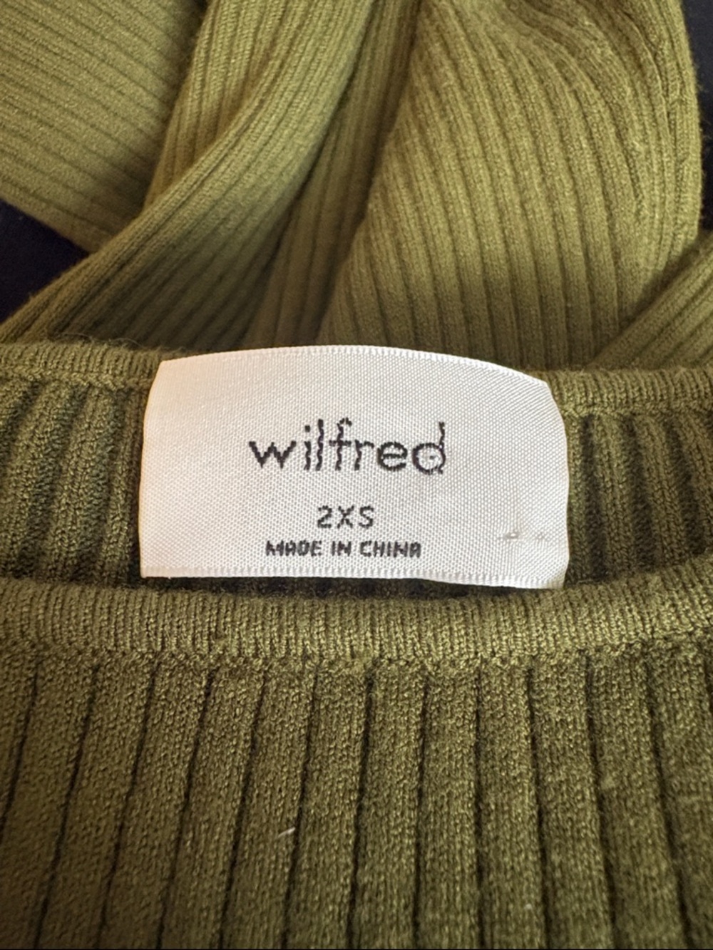 Wilfred Olive Green Ribbed Long-Sleeve Cutout Dress - Picture 2 of 2